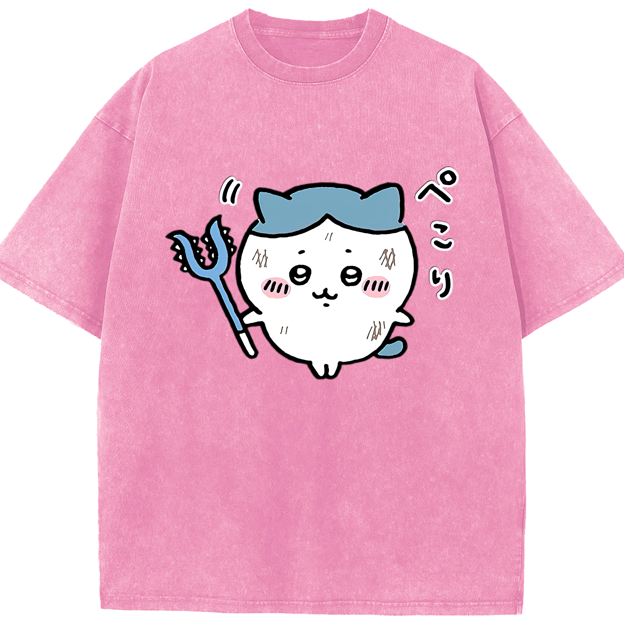 （画像用） ちいかわ ハチワレ Chii-kawa hachiware 綿100% ヴィンテージ風 半袖Tシャツ（フロントプリント）